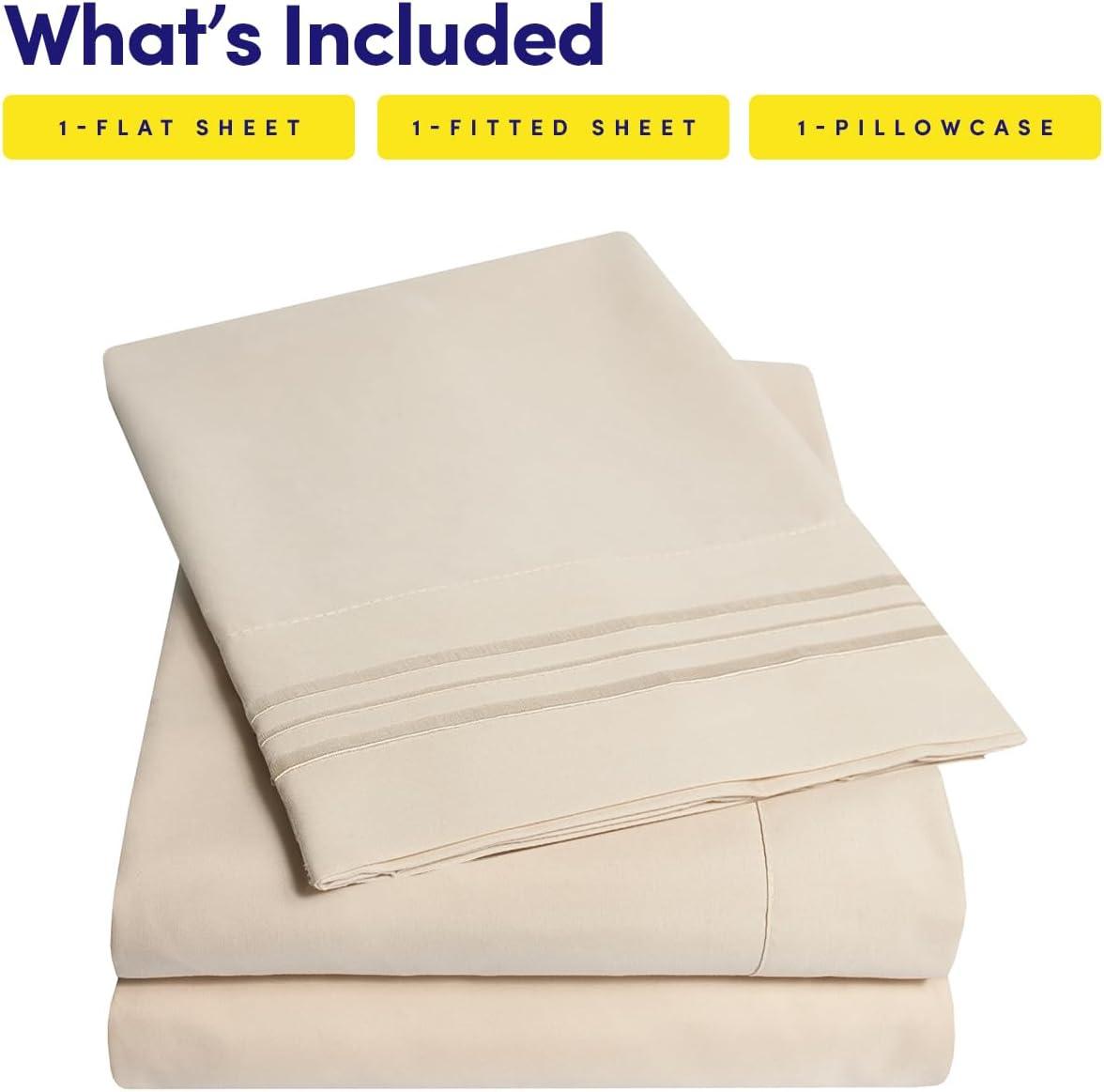 1500 Supreme Collection Twin XL Sheet Sets Gray - 3 Piece Bed Sheets and Pillowcase Set for Twin XL Mattress - Extra Soft, Elastic Corner Straps, Deep Pocket Sheets, Twin XL Gray