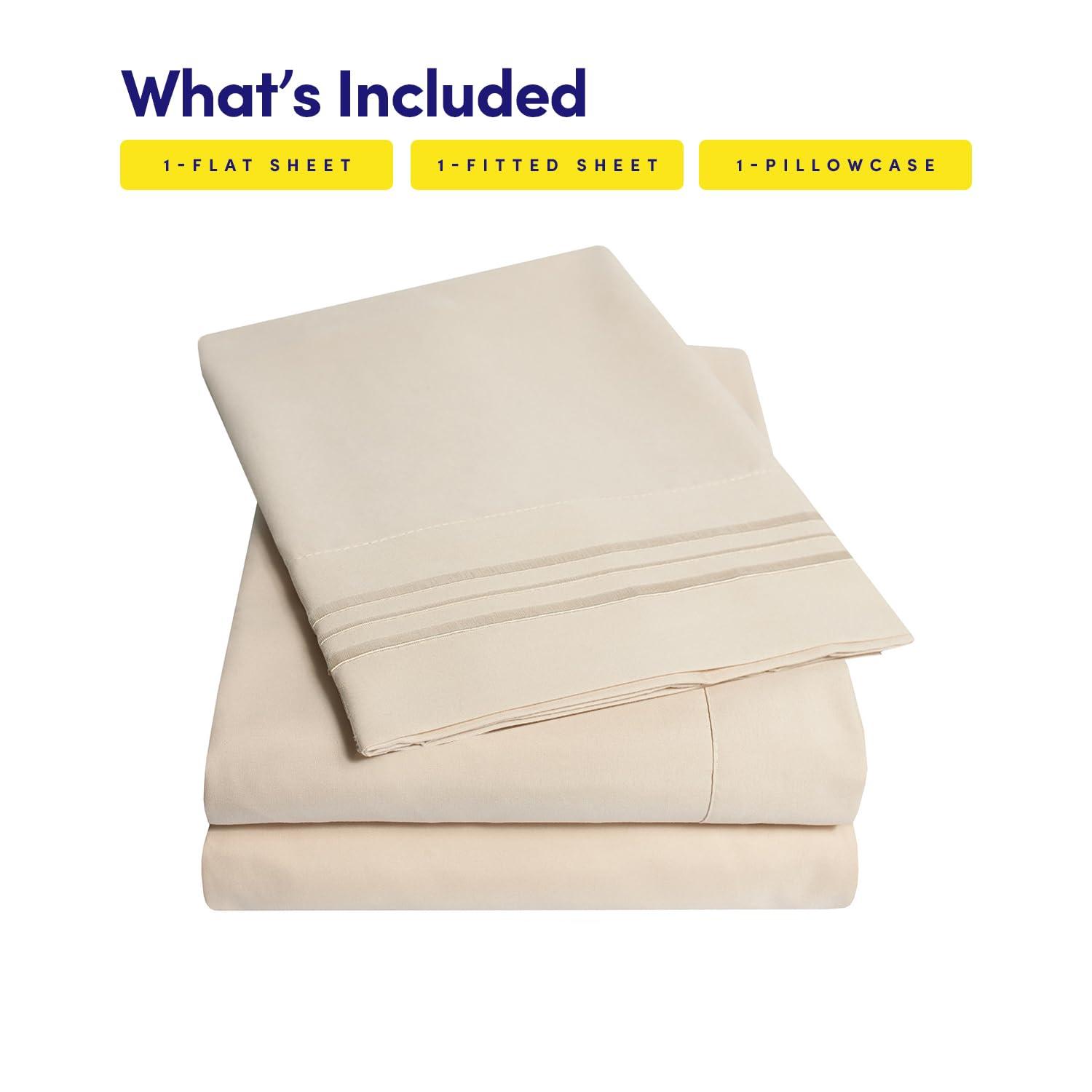 1500 Supreme Collection Twin XL Sheet Sets Gray - 3 Piece Bed Sheets and Pillowcase Set for Twin XL Mattress - Extra Soft, Elastic Corner Straps, Deep Pocket Sheets, Twin XL Gray