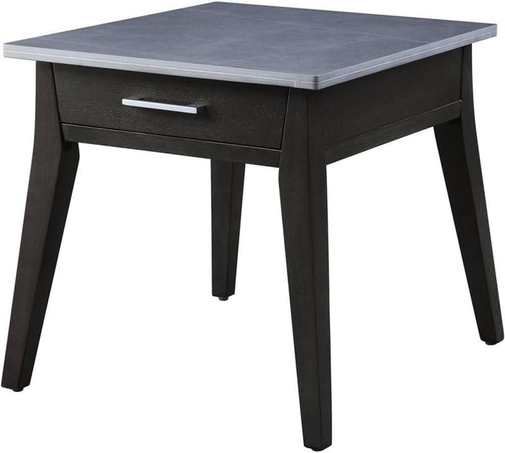 ACME Zemocryss End Table in Marble & Dark Brown Finish