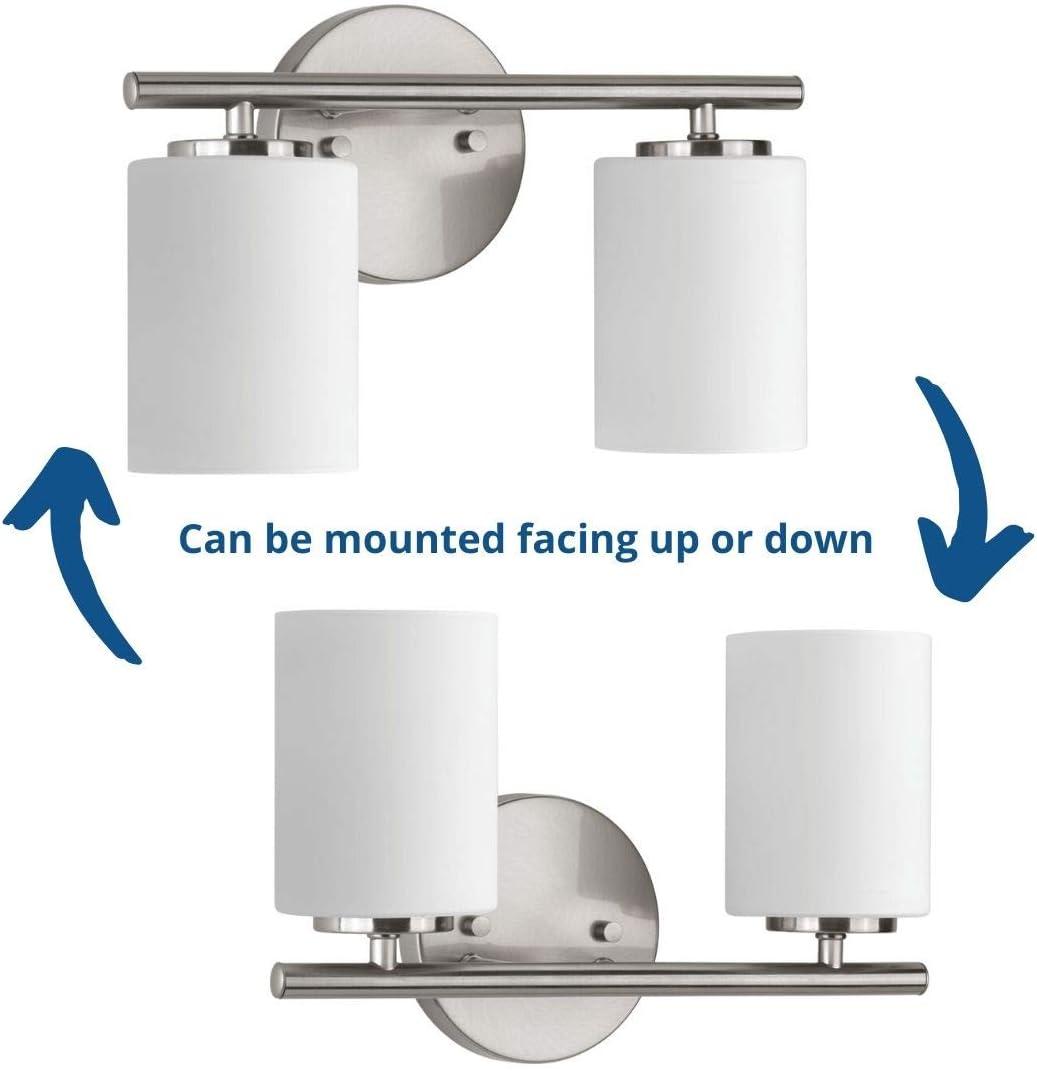 Progress Lighting Replay 2-Light Bath Vanity, Brushed Nickel, Porcelain Shade