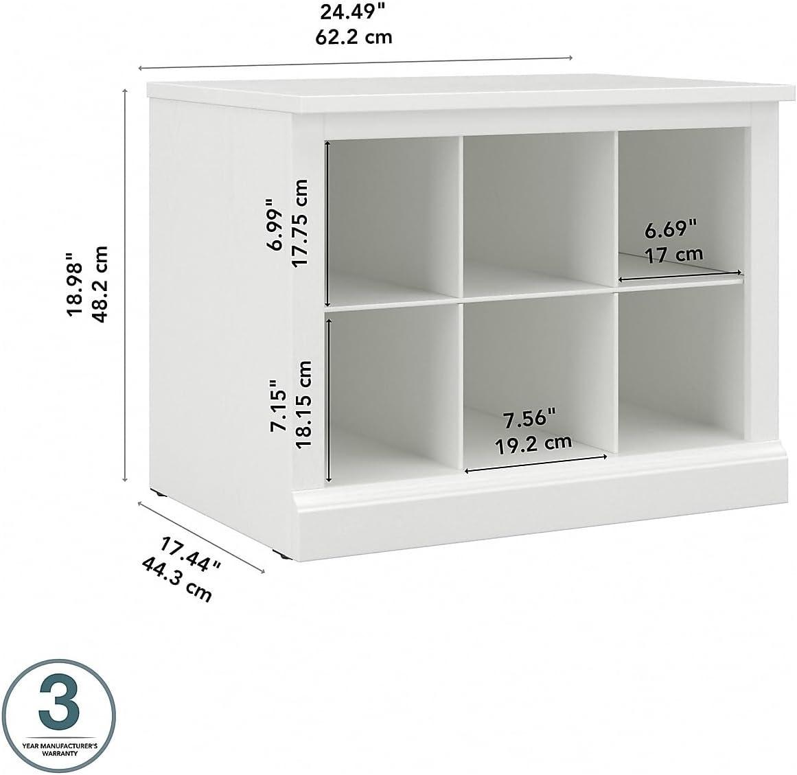 Woodland 24W Small Shoe Bench with Shelves in White Ash - Engineered Wood