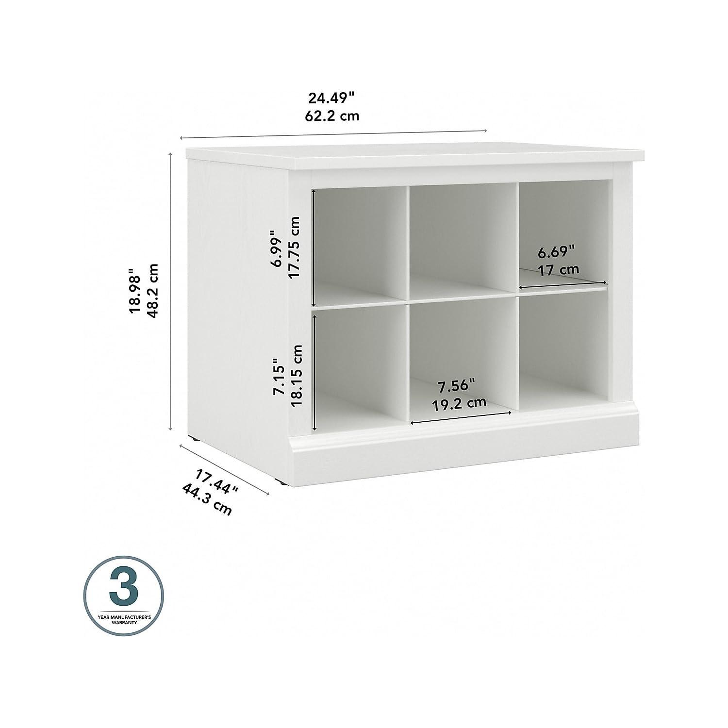Woodland 24W Small Shoe Bench with Shelves in White Ash - Engineered Wood