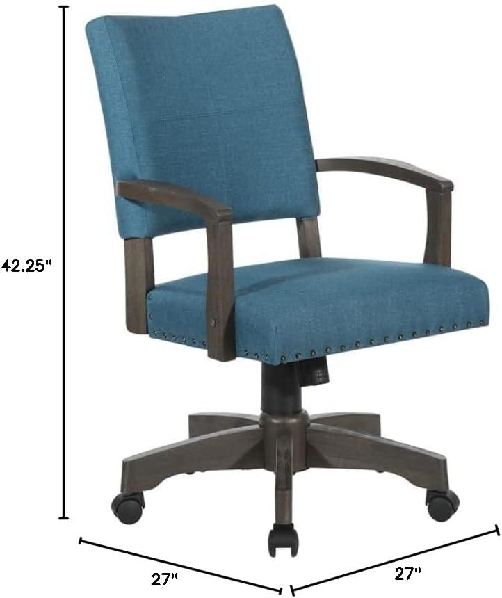 Santina Bankers Chair with Antique Gray Finish and Blue Fabric