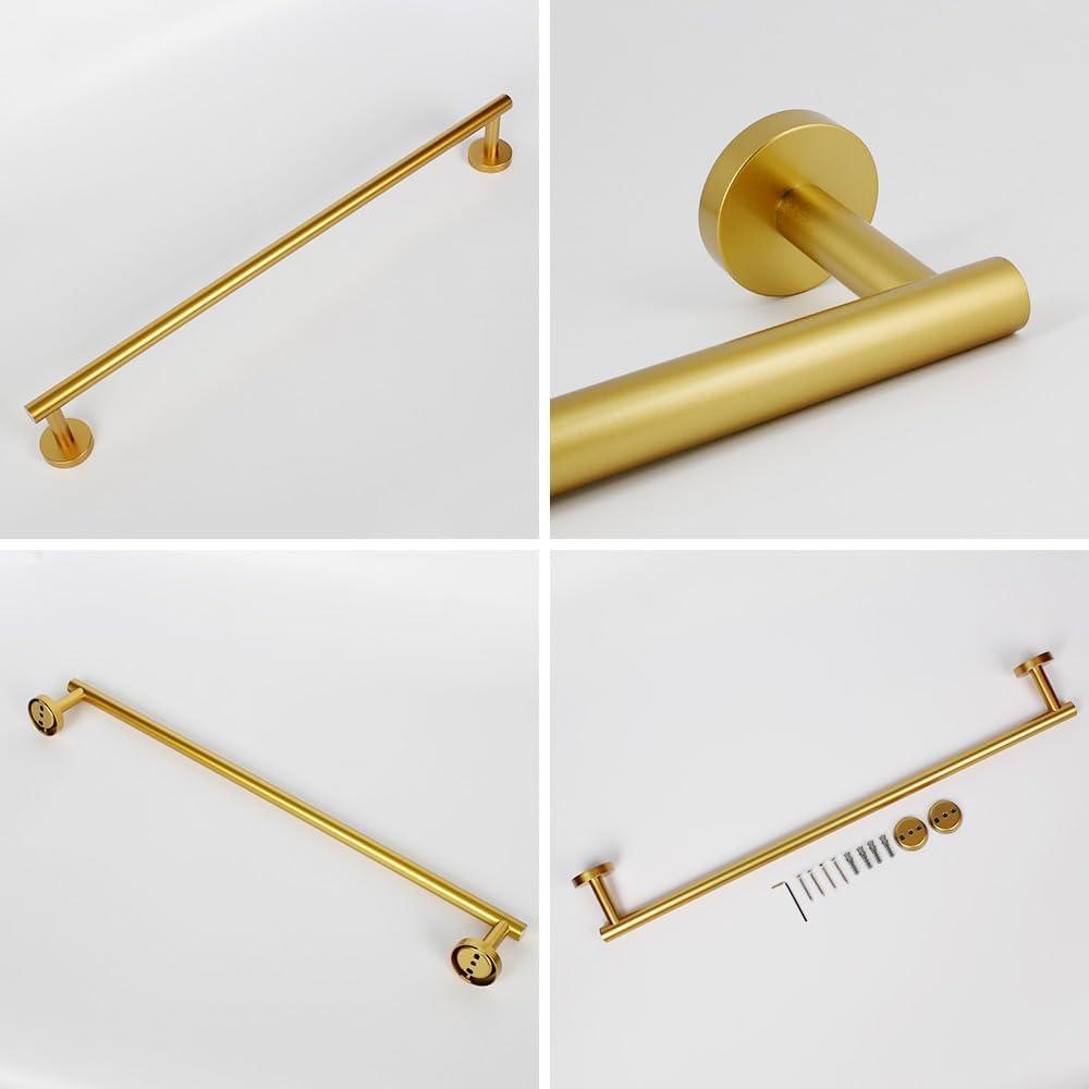 24-Inch Brushed Gold Stainless Steel Wall Mounted Double Towel Bar