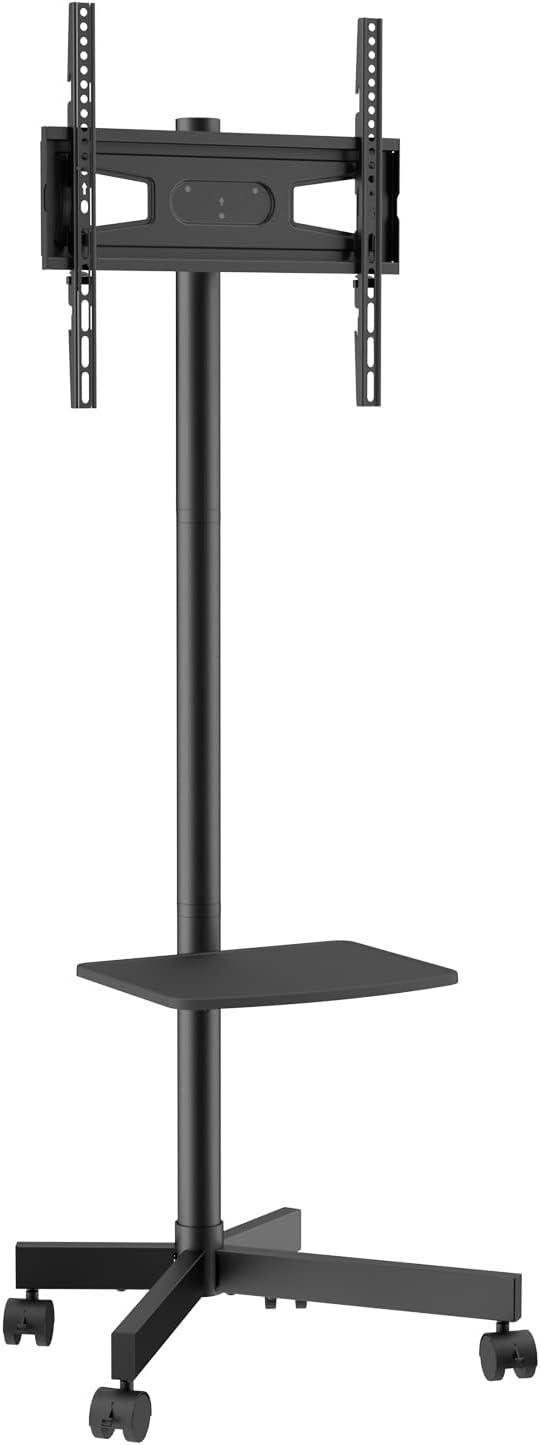 VEVOR Mobile TV Stand, Mobile TV Cart for 23 to 60 inch TVs, Height Adjustable Portable TV Stand with Wheels, with A Tray for Audio-Visual Devices