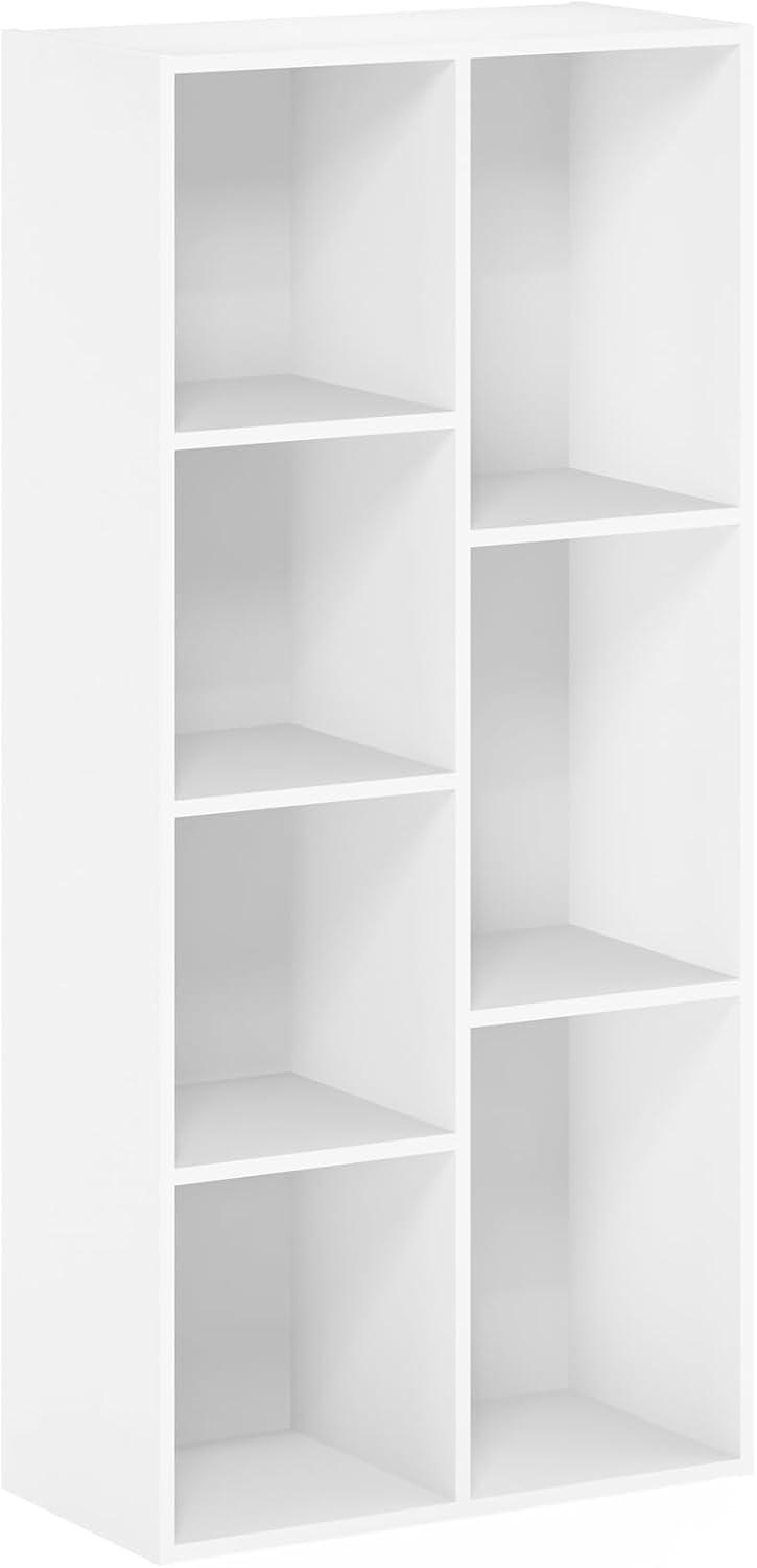 Contemporary White Wood 7-Cube Floor Mount Storage Shelf for Kids