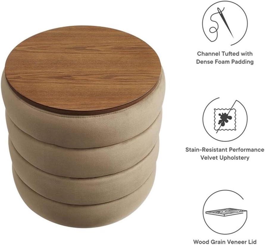 Modway Modway Mezzo 17.3" Wide Velvet Round Storage Ottoman