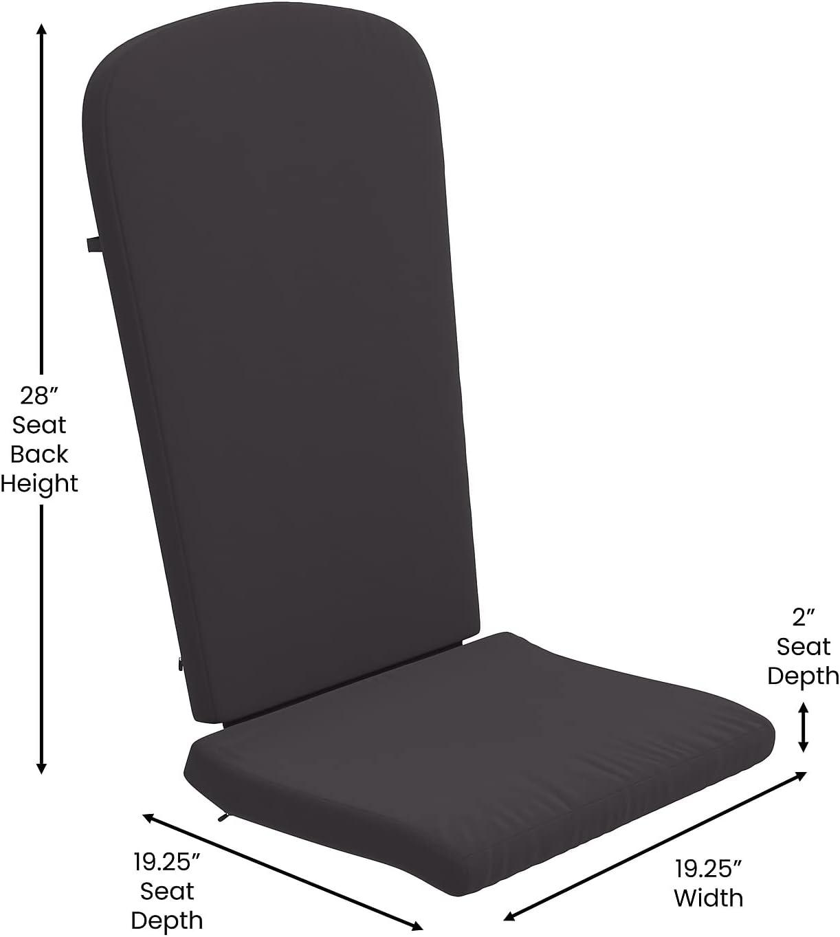 Flash Furniture Charlestown Set of 2 All Weather Indoor/Outdoor High Back Adirondack Chair Cushions, Patio Furniture Replacement Cushions - Gray