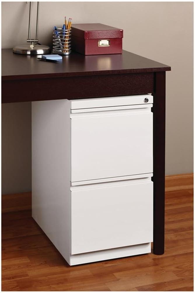 Hirsh 20" Deep Mobile Pedestal File Cabinet 2 Drawer File-File, Letter Width, White