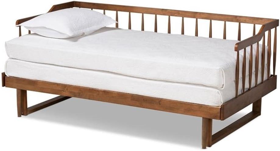 Twin to King Muriel Expandable Spindle Daybed Walnut - Baxton Studio: Contemporary Unupholstered, No Box Spring Needed