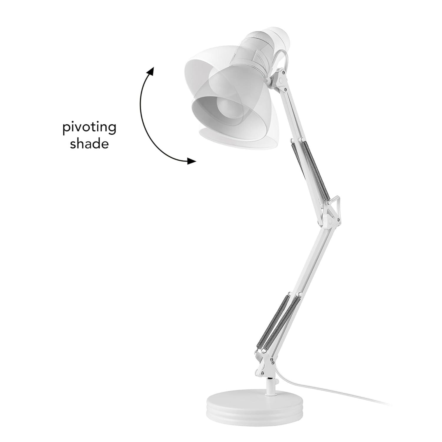 28" Architect Swing Arm Kids' Desk Lamp Matte White - Globe Electric: UL Listed, Metal Shade, 60W Max