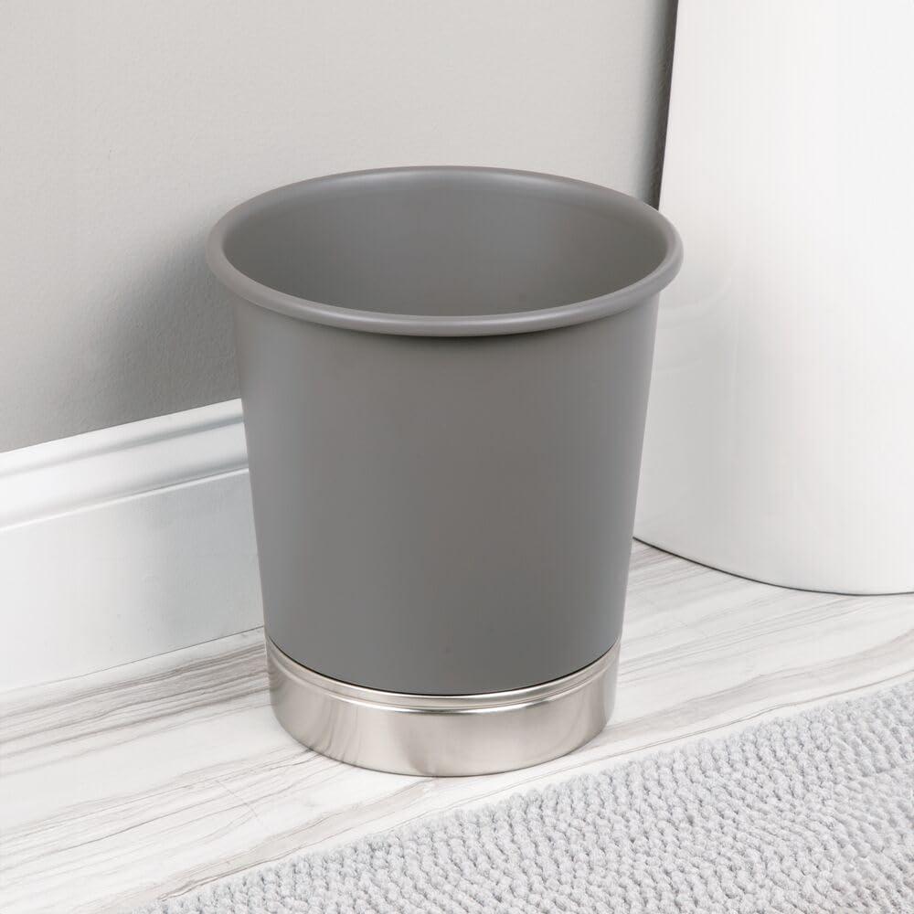 iDesign, Steel Bathroom and Home Waste Can, Grey