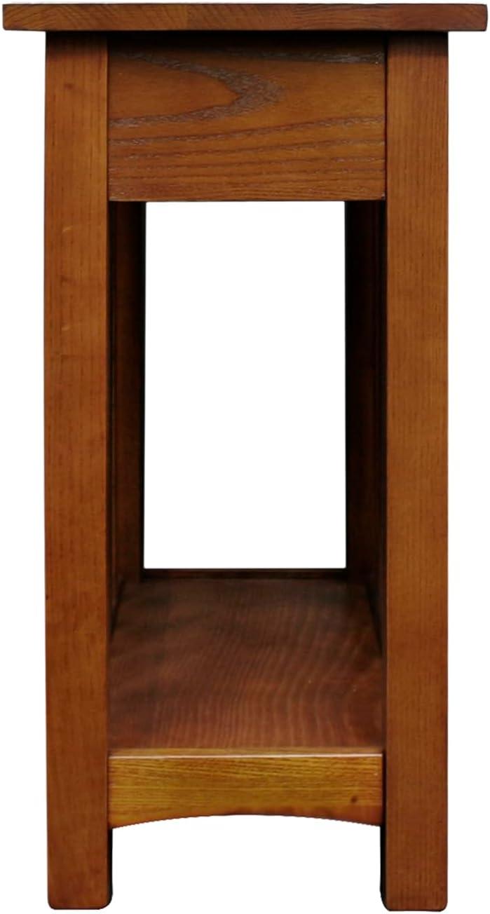 Mission End Table with Shelf - Medium Oak - Leick Home: Sleek Design, Drawer, Lower Display Shelf