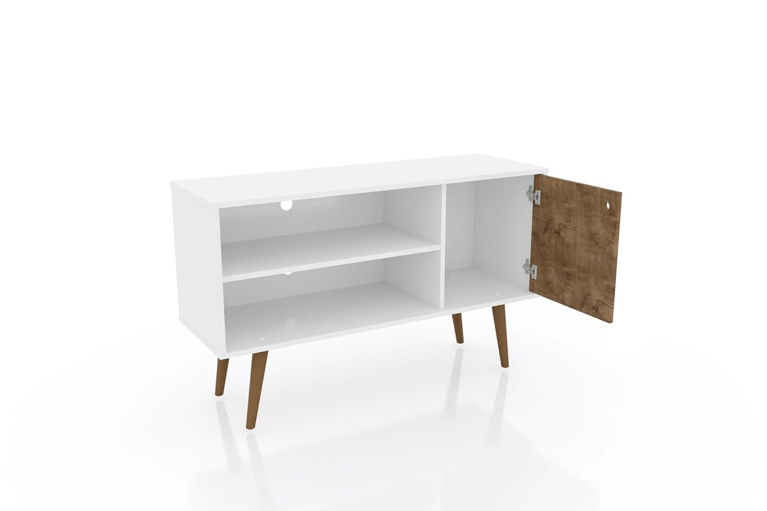 Liberty Mid-Century Modern 2 Shelves and 1 Door with TV Stand for TVs up to 46" White - Manhattan Comfort