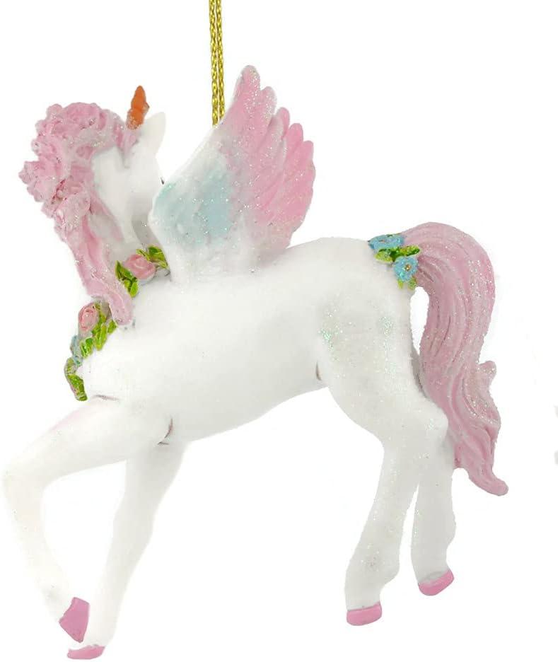 Kurt Adler 24-Inch Pink and White Glittered Unicorn Christmas Ornament