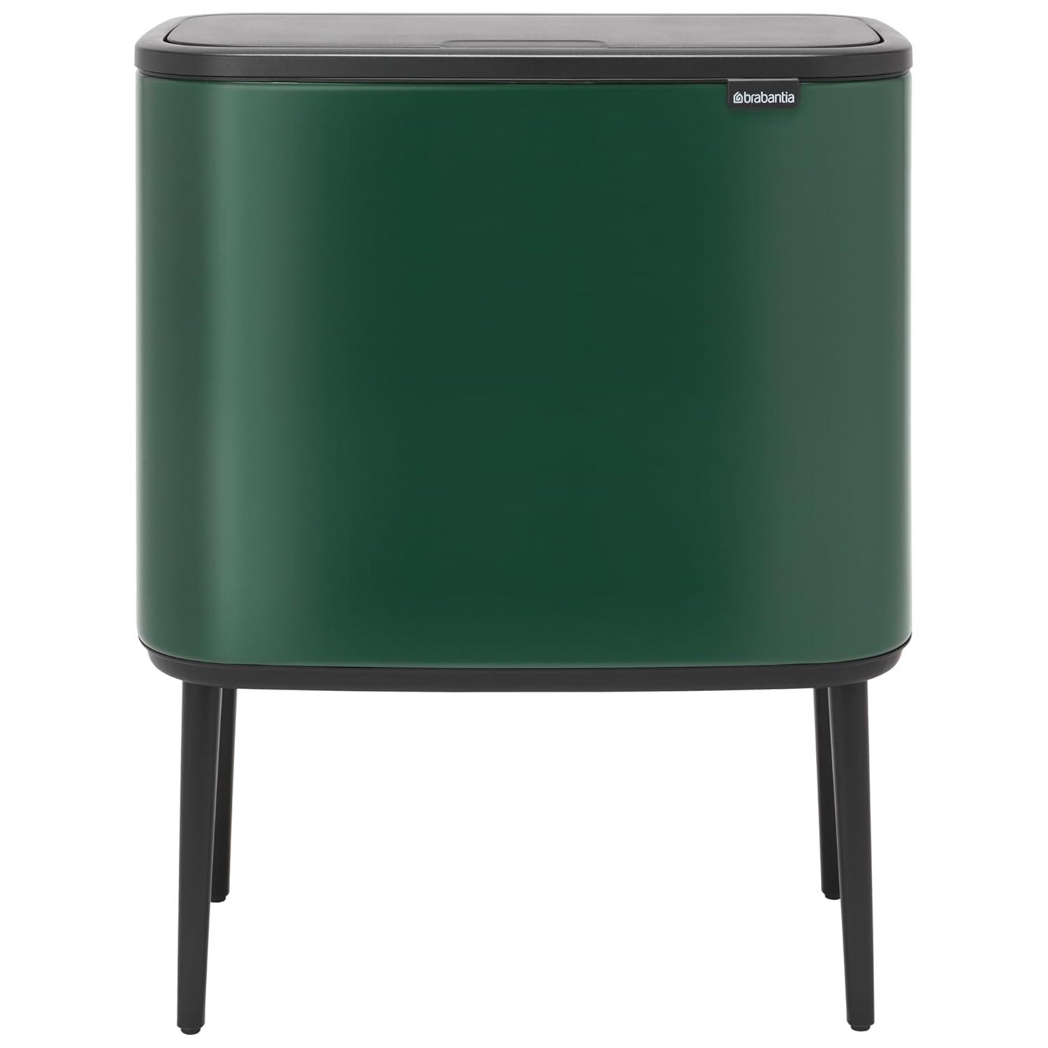 Brabantia Bo Touch Top Dual Compartment Recycling Trash Can, 3 + 6 Gallon (9 Gallon Capacity)