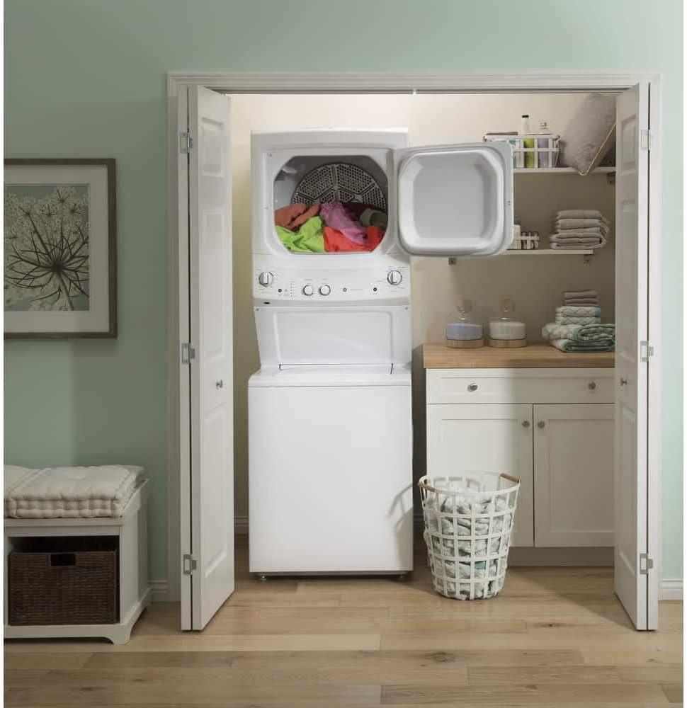 GE Appliances 3.8 cu. ft. Washer and 5.9 cu. ft. Electric Dryer Laundry Center GUD27ESSMWW