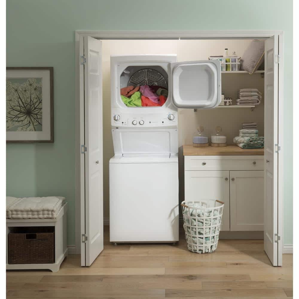 GE Appliances 3.8 cu. ft. Washer and 5.9 cu. ft. Electric Dryer Laundry Center GUD27ESSMWW
