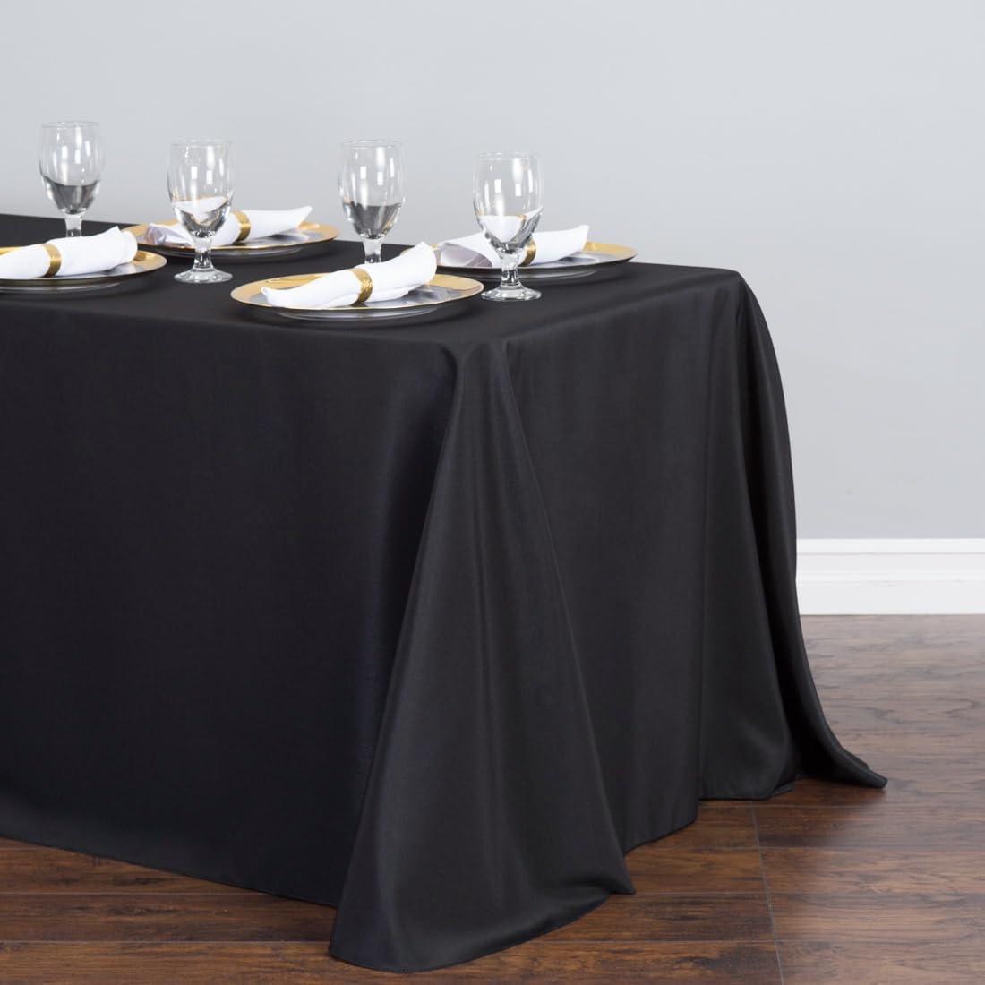 Black 90 x 156 Inch Rectangular Polyester Tablecloth