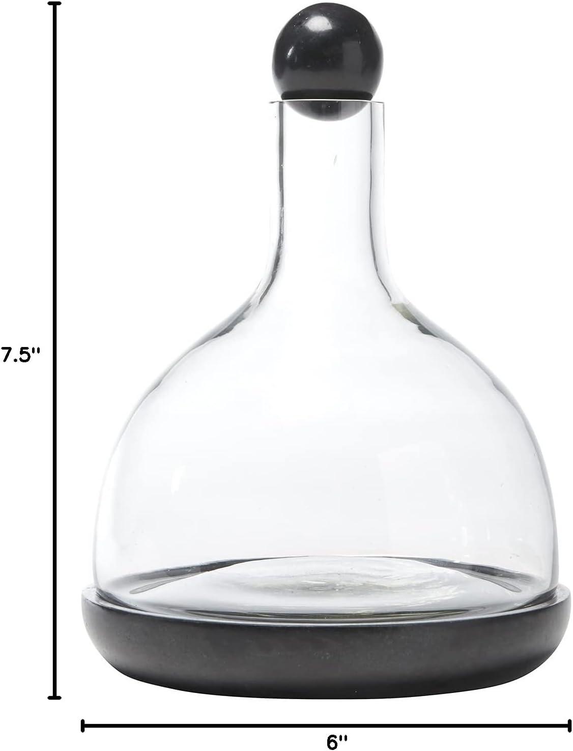 Black Marble and Glass Round Wine Carafe, 42-Ounce