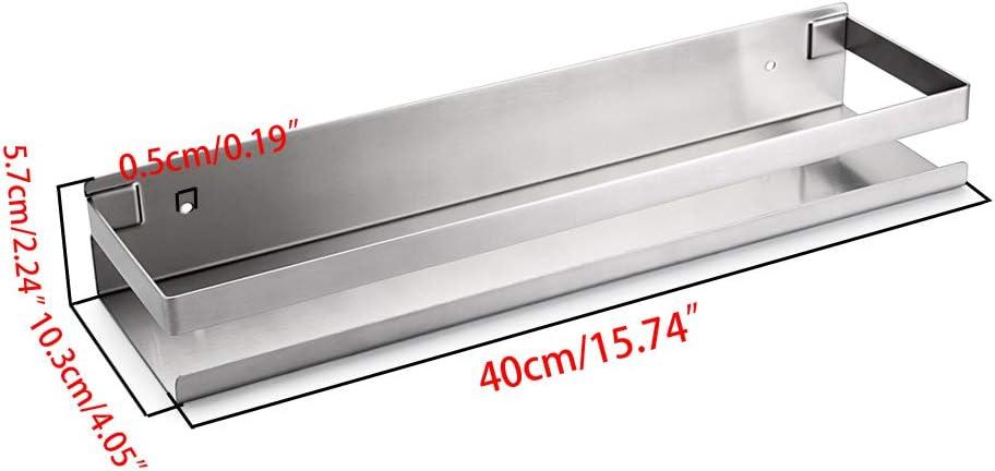 OwnMy Bathroom Shower Shelf Stainless Steel Bath Kitchen Basket Shower Caddy Rack, Rustproof Metal Bathroom Storage Floating Shelves Wall Mounted Shower Corner Rectangular Shelf - 16 Inch Silver