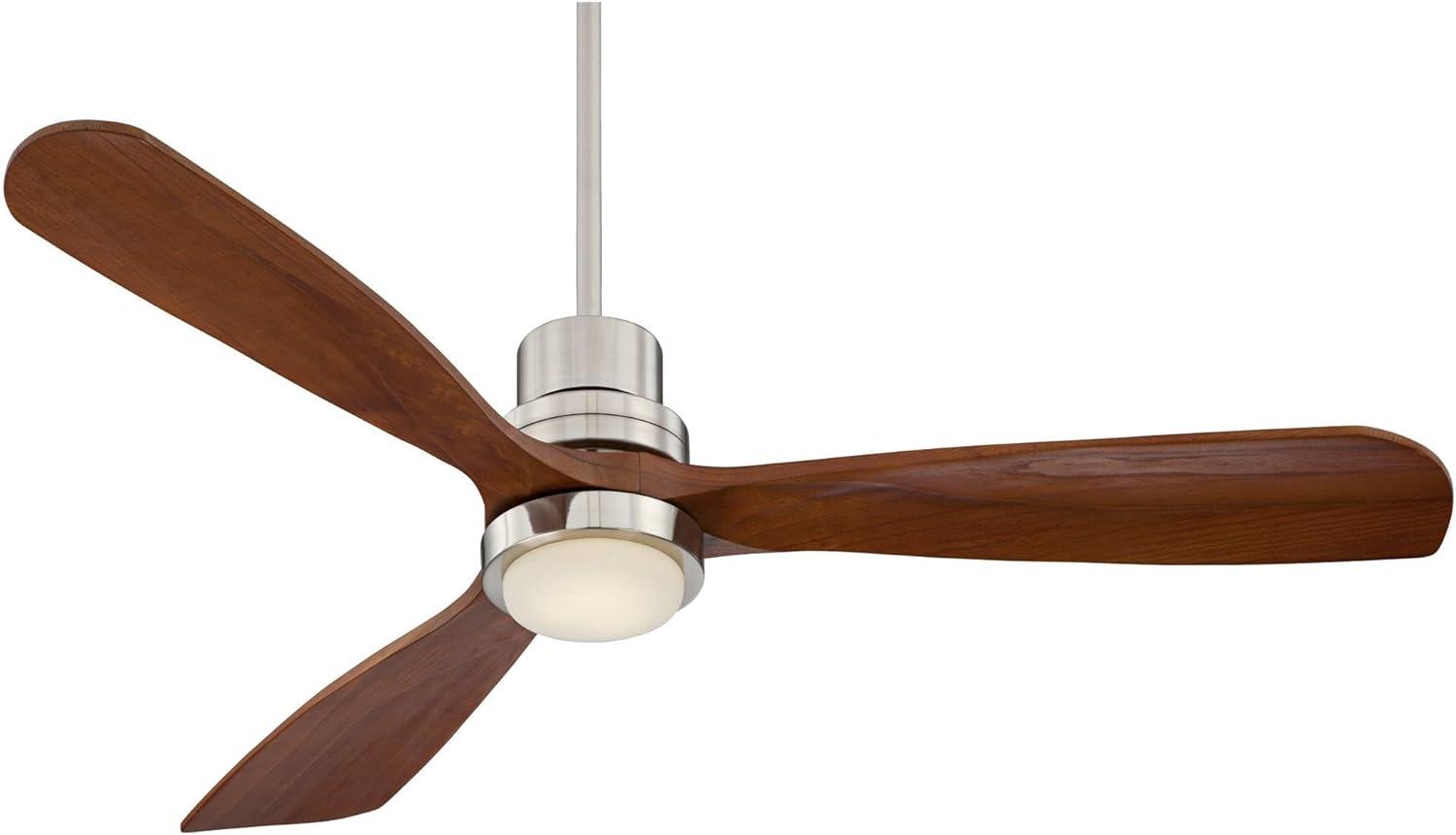 52" Casa Vieja Delta-Wing DC Rustic Farmhouse 3 Blade Indoor Ceiling Fan LED Light Remote Control Brushed Nickel Walnut Wood for Living Room Kitchen