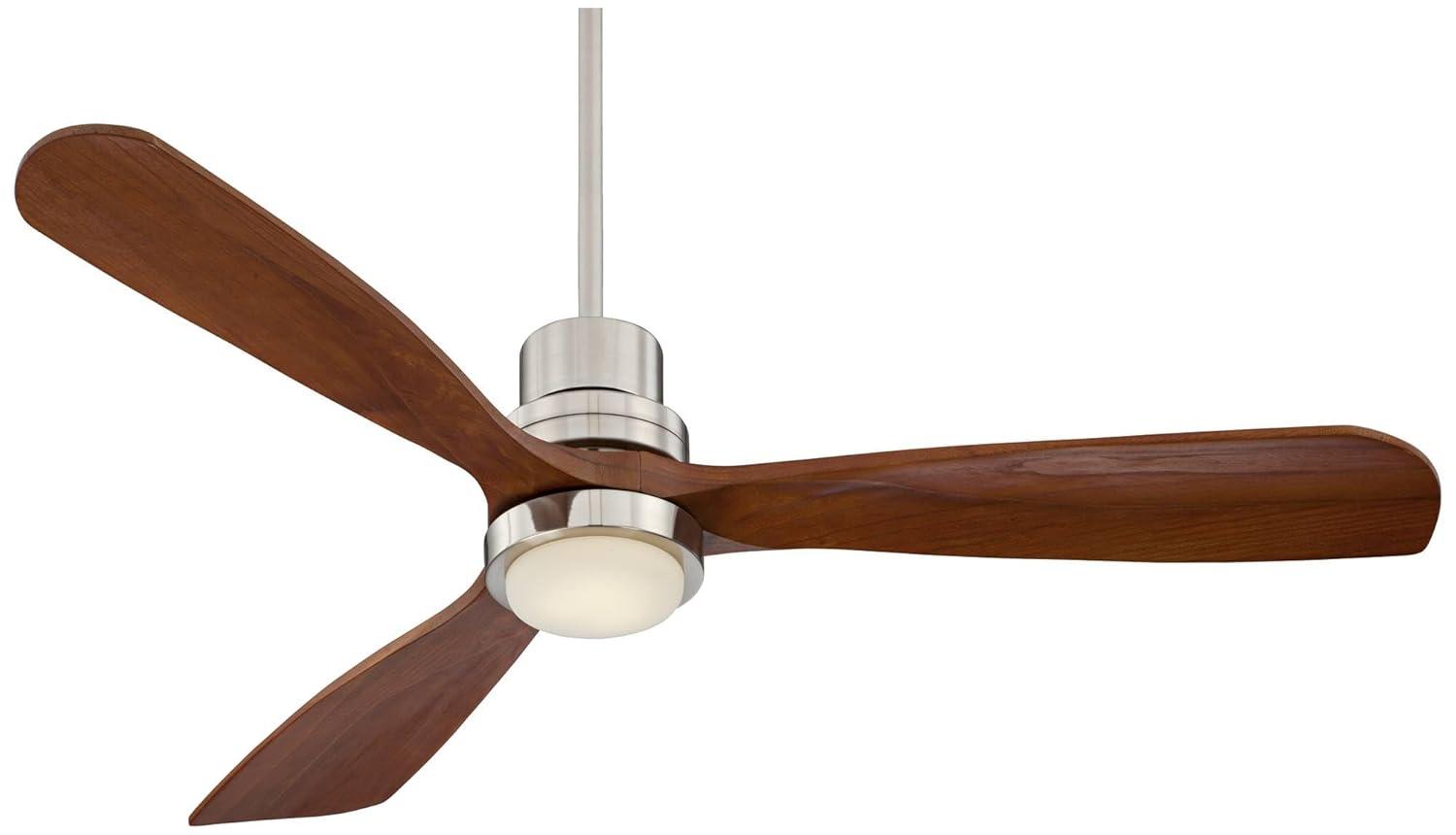 52" Casa Vieja Delta-Wing DC Rustic Farmhouse 3 Blade Indoor Ceiling Fan LED Light Remote Control Brushed Nickel Walnut Wood for Living Room Kitchen