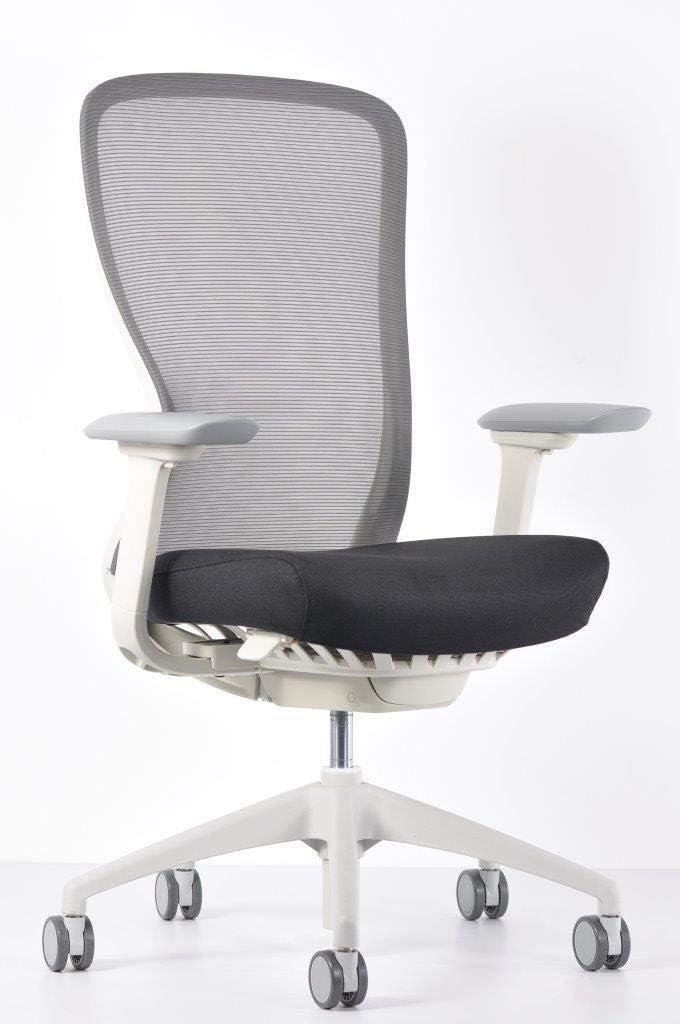 High Back 40'' White Mesh Swivel Task Chair with Adjustable Arms