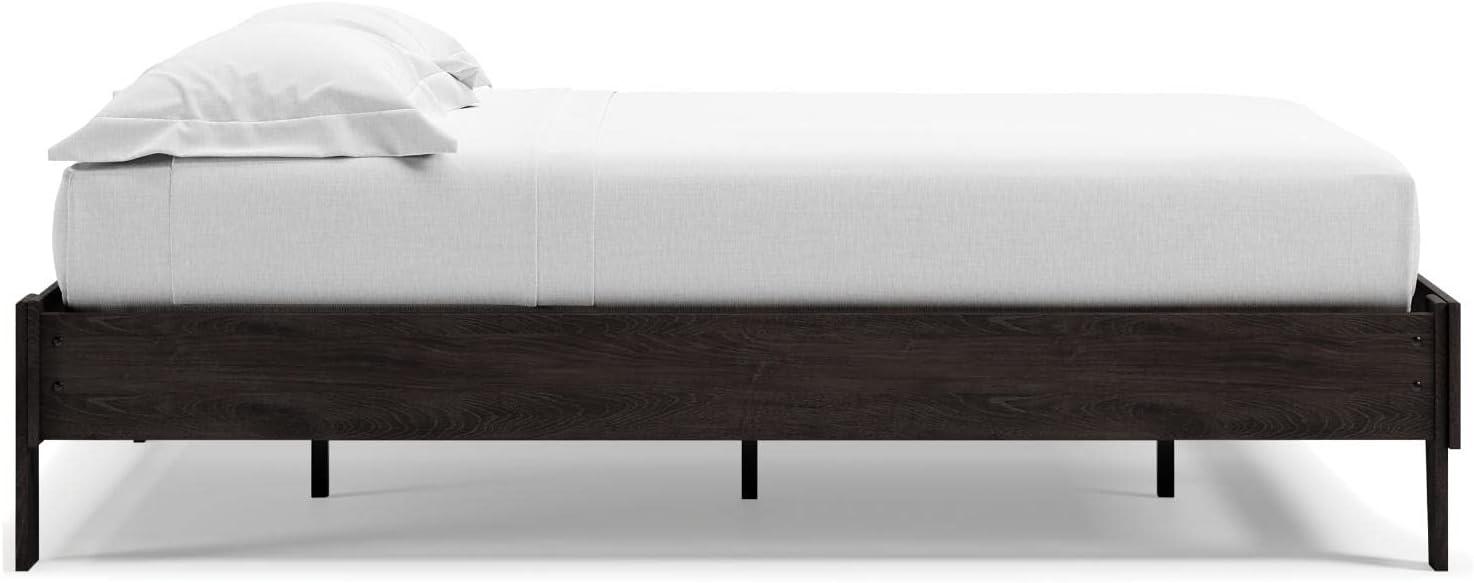 Full Piperton Platform Bed Black - Signature Design by Ashley: Modern Style, MDF Frame, No Box Spring Needed