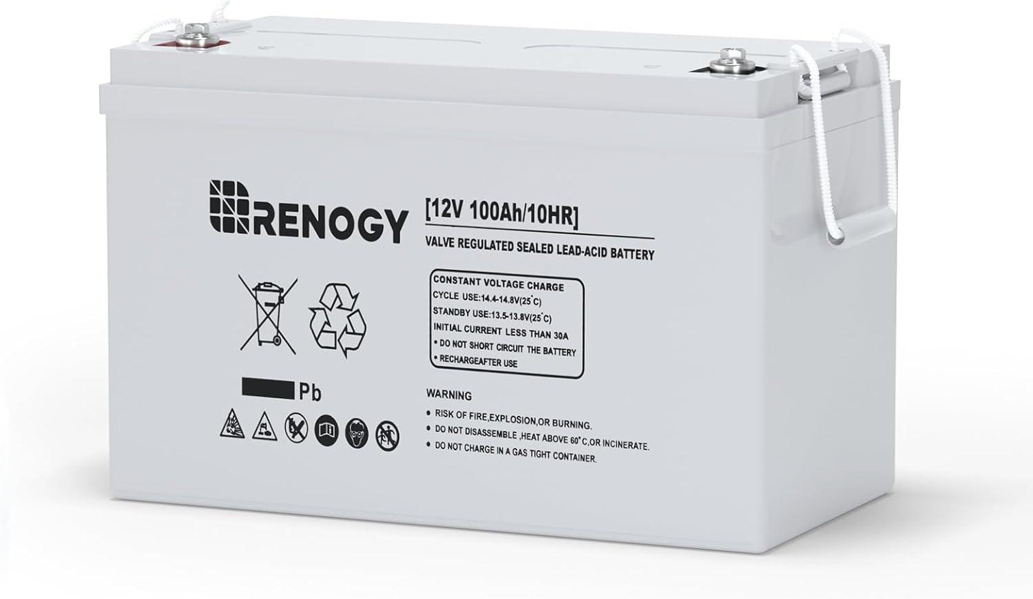 Renogy 12V 100Ah Gray Deep Cycle AGM Battery