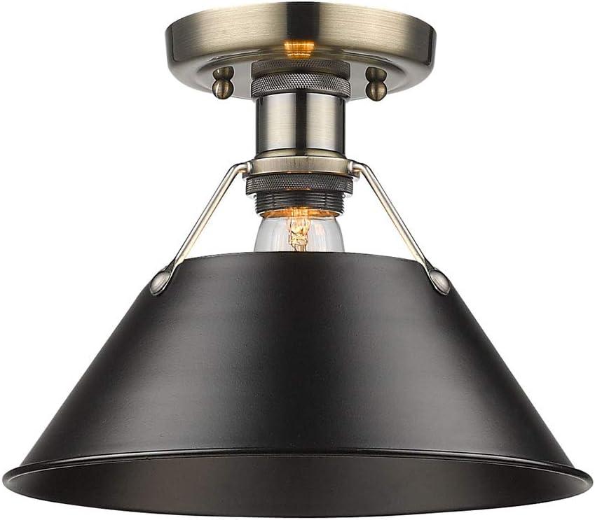 Golden Lighting Orwell 1-Light Flush Mount in Brushed Champagne Bronze with Clear Glass