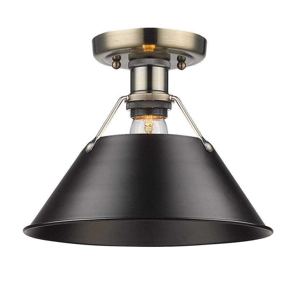 Golden Lighting Orwell 1-Light Flush Mount in Brushed Champagne Bronze with Clear Glass