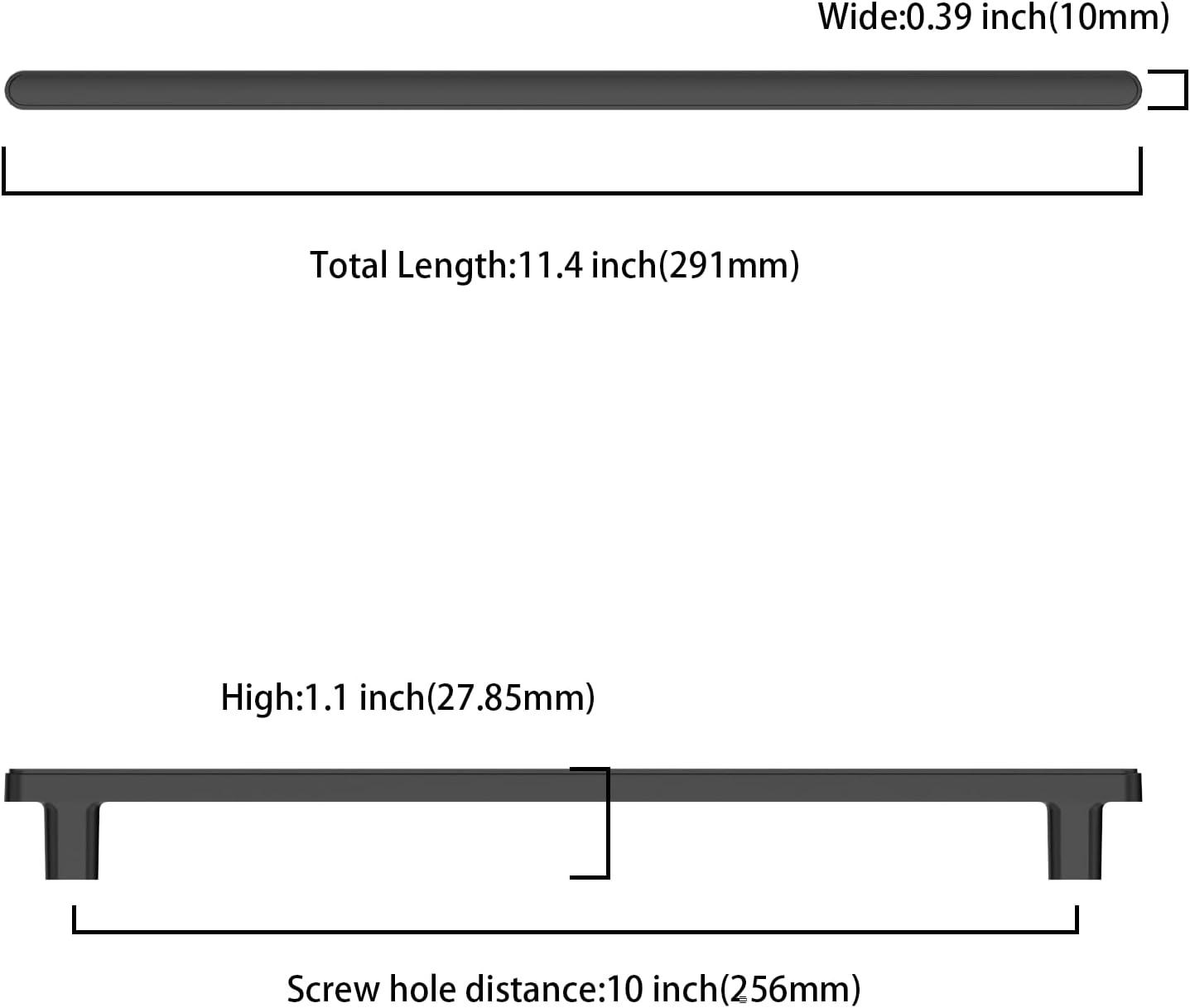 10-Inch Matte Black Modern Cabinet Bar Pulls with Mounting Hardware
