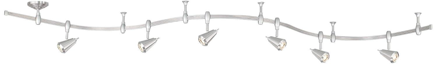 Pro Track Ali 6-Light Heads LED Ceiling Track Light Fixture Kit Dimmable Monorail Silver Brushed Nickel Finish Modern Kitchen Bathroom 108" Wide
