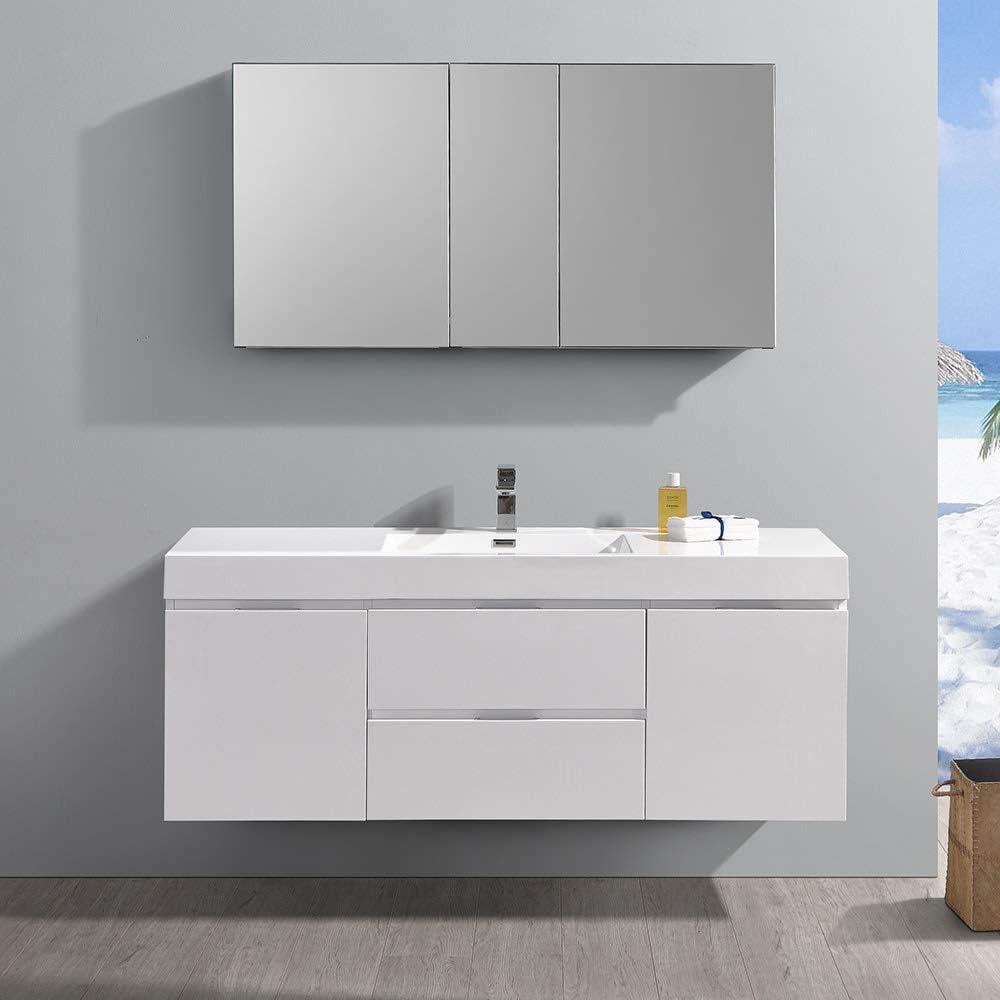 Fresca Valencia 60" Wall Mount Double Sink Bathroom Vanity with Top and Sinks (Faucets Not Included)