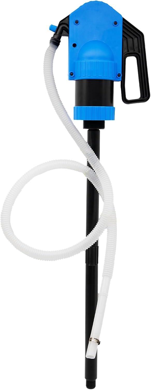 Lever-operated Drum Pumps.55 Gallon Plastic Hand Lever Drum Pump is 1 Pint Per Stroke.Lever Action Drum Pump for High Viscosity Oils, Agricultural Chemicals with 2 Meters of 3/4” Corrugated Hose