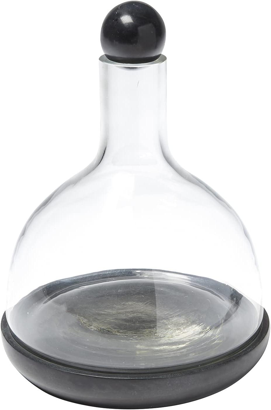 Black Marble and Glass Round Wine Carafe, 42-Ounce