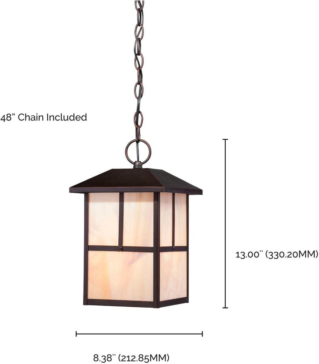 Tanner Claret Bronze 13" Outdoor Hanging Lantern with Honey Stained Glass