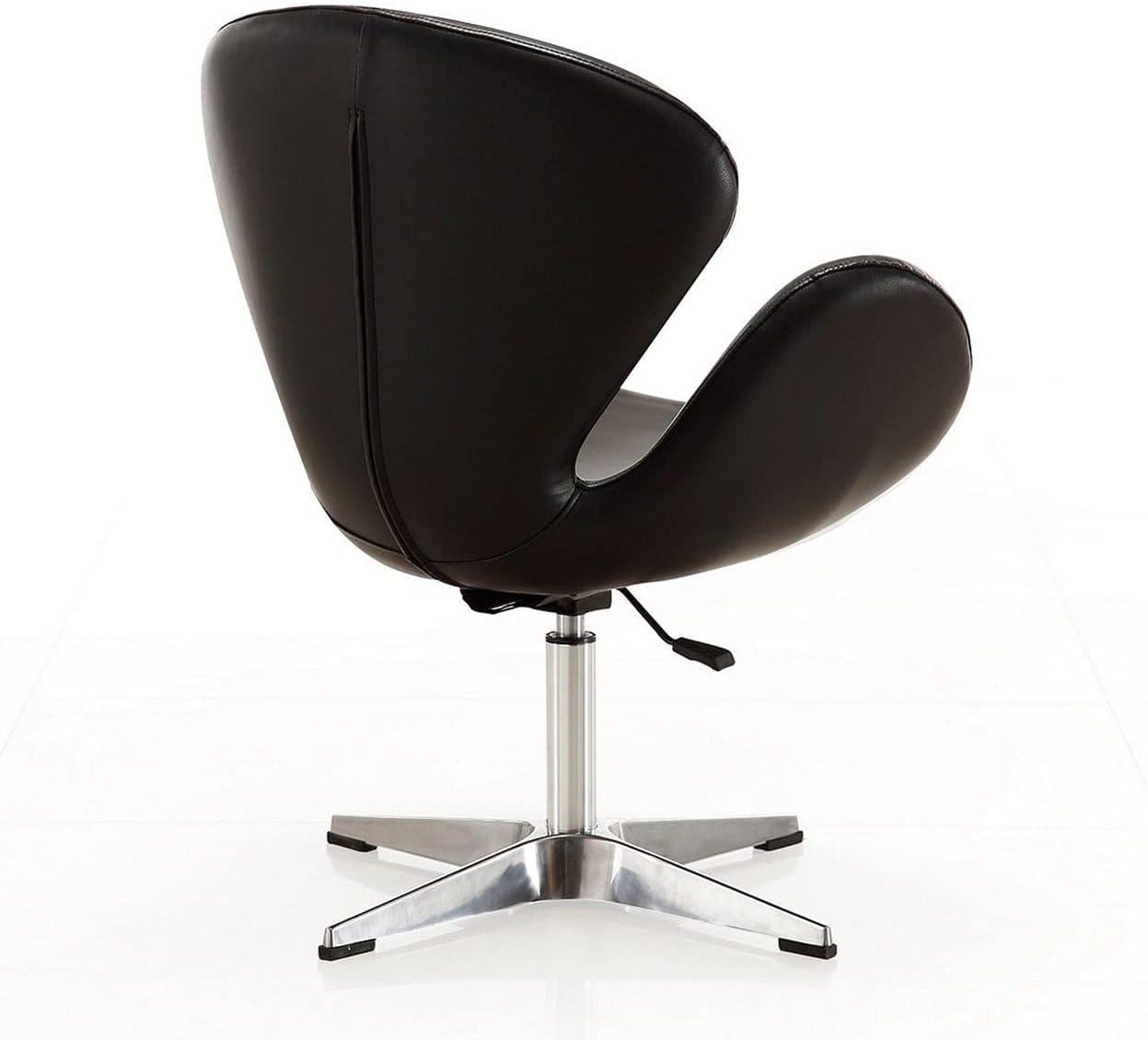Set of 2 Raspberry Faux Leather Adjustable Swivel Chairs Black - Manhattan Comfort: Retro Chic, Steel Cross Legs