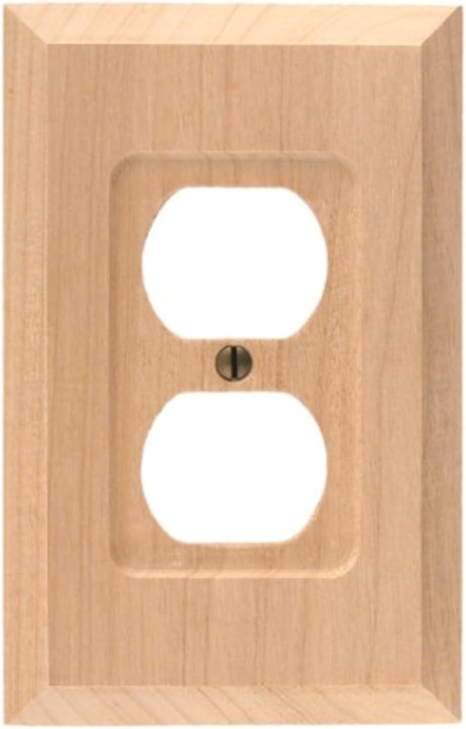 Unfinished Alder Wood Single Duplex Wall Plate