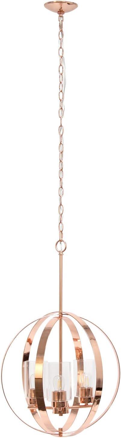 Elegant 18" Rose Gold Orb Pendant with Adjustable 3-Light Feature