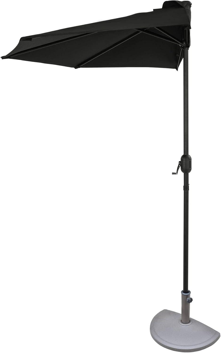 9' x 4.5' Lanai Half Patio Umbrella Black - Island Umbrella: Steel Frame, Water & UV Resistant