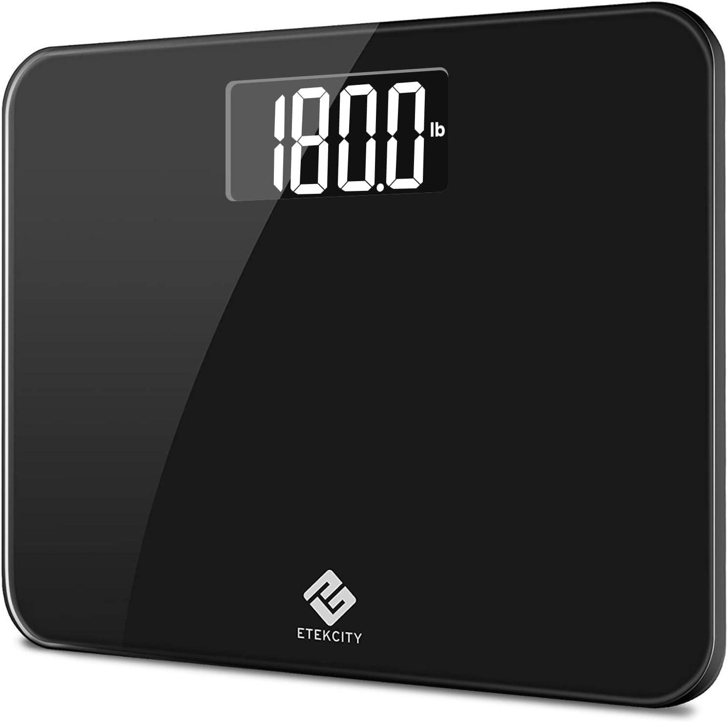 Black Digital Floor Scale with LCD Display and Battery Power