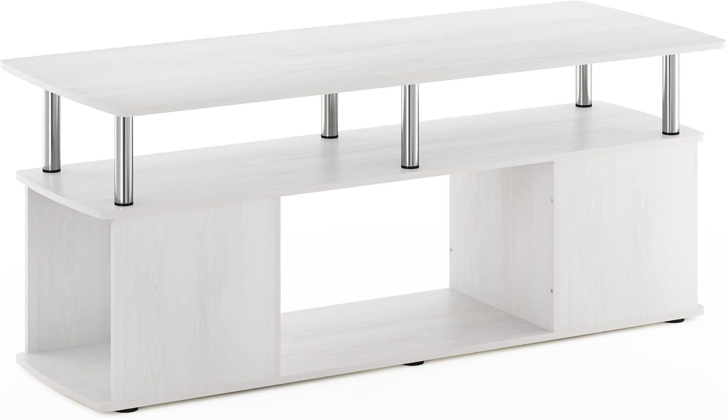 Furinno Modern TV Stand Media Entertainment Center for TV's up To 50" w/Open Storage Compartment for Living Room&Bedroom,White Oak