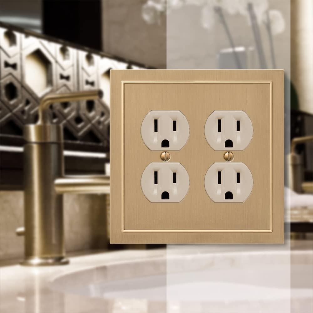 Amerelle 57DDBZ Bethany Wallplate, 2 Duplex, Cast Metal, Brushed Bronze, 1-Pack