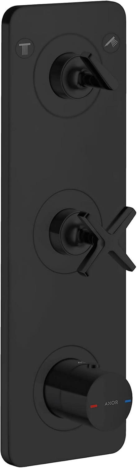 Matte Black Wall-Mounted Thermostatic Shower Valve Trim