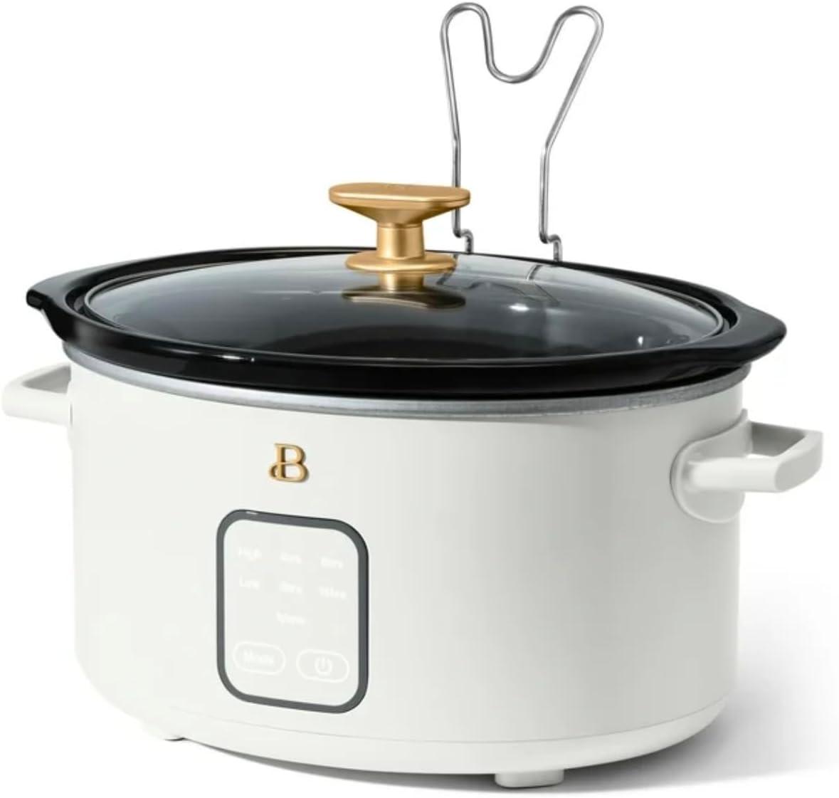 Beautiful 4Qt Slow Cooker with Touch-Activated Display, White Icing by Drew Barrymore
