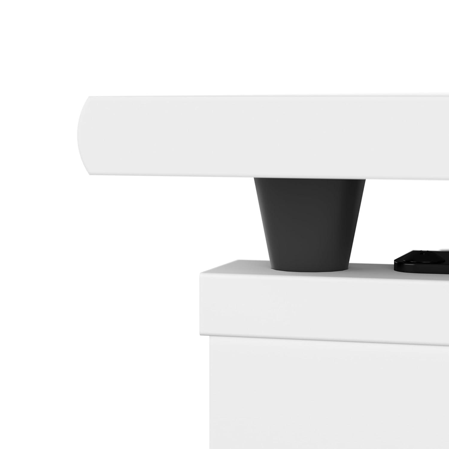 Cabot 60W Sit to Stand L Desk with Hutch in White - Engineered Wood