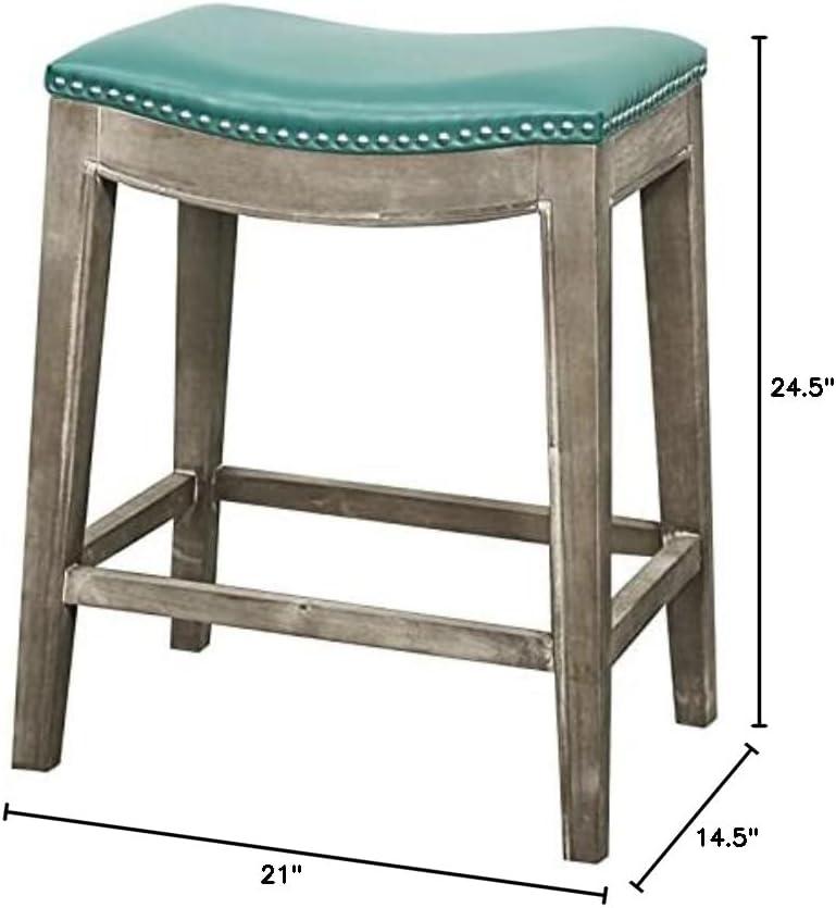 Elmo Bonded Leather Counter Stool Mystique Gray Frame, Turquoise