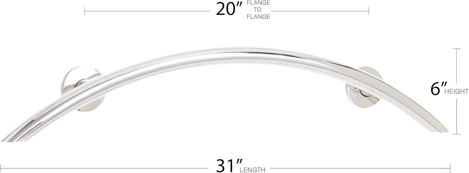 Lifestyle & Wellness Crescent Curved Wall Mount Bathroom Shower 30" Grab Bar